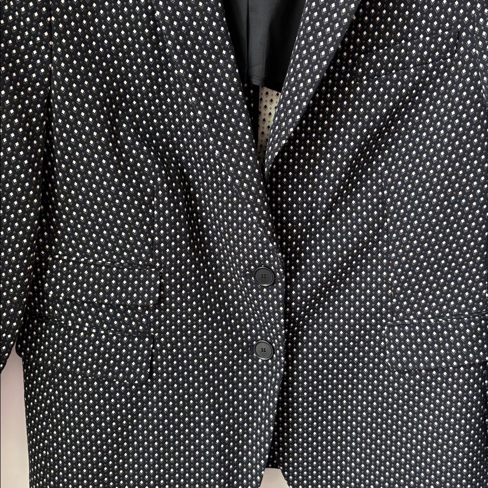 Akris Punto Diamond Checked Blazer Two Button Close Career Office Casual Size 14 - Picture 6 of 12